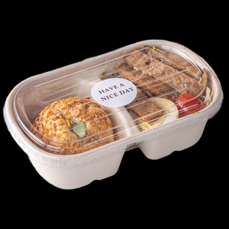 MEIDI Biodegradable Double-Compartment Pulp Bento Box