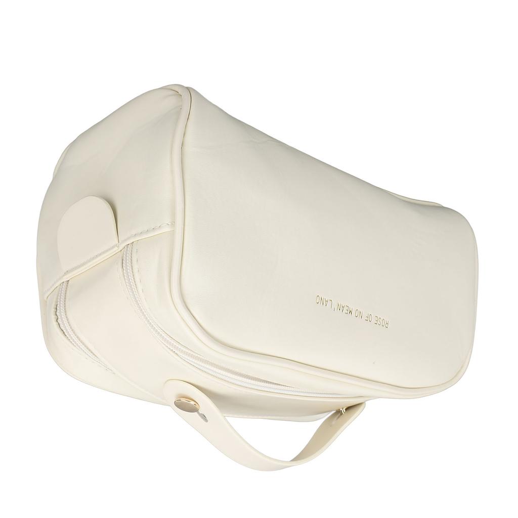 Cosmetic Bag Multifunctional Portable High Capacity Large Opening Travel Makeup Bag for Women Beige Free Size