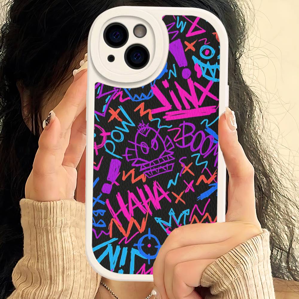 Graffiti Arcane Jinxs Phone Case Hard Leather For IPhone 14 13 16 Mini 15 14 11 12 Pro Max Plus Fundas
