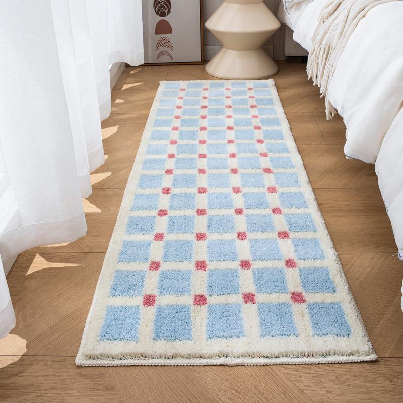 Striped Plaid Faux Wool Rug Living Room Sofa Cushion Decor Bedroom Window Sill Plush Rug Home Decor Room Aesthetics