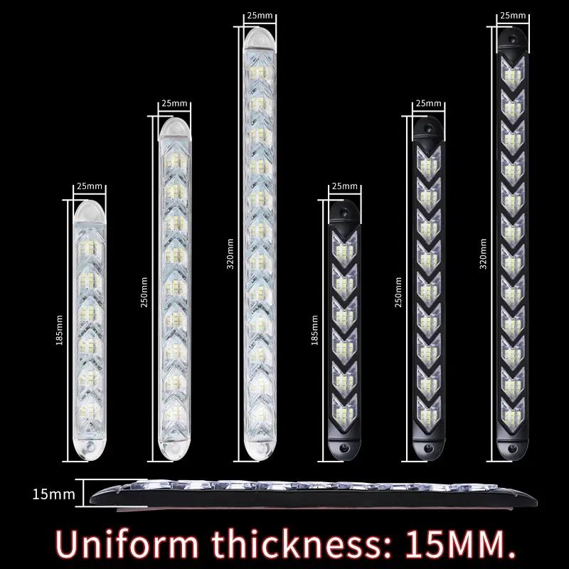 2Pcs Led Car Daytime Running Light Strip 12V Waterproof Sequential Flexible Yellow Arrow FlowTurn Signal Safety Warning Light
