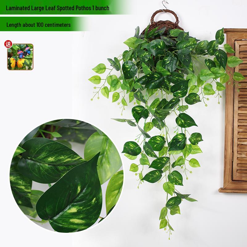Artificial Pothos & Spider Plant Rattan Vine Wall Hanging for Indoor/Outdoor Decor