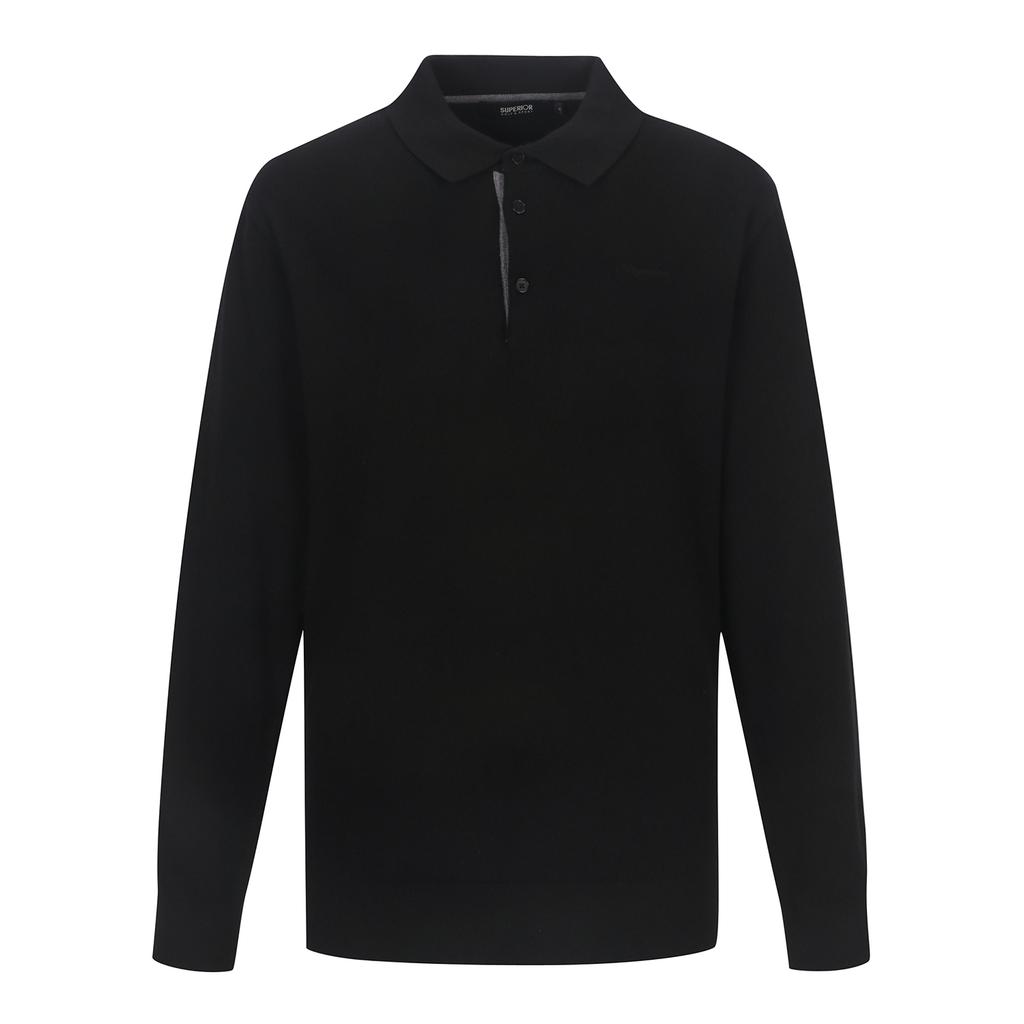 Superior Men'S Transitional Collared Sweater Black (Idba40139)