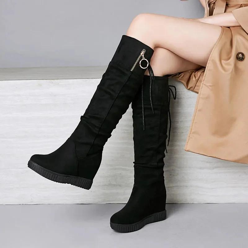 Fashion botas femininas women fashion sweet black patent leahter wedge heel boots lady casual spring & autumn comfort white boots ea406