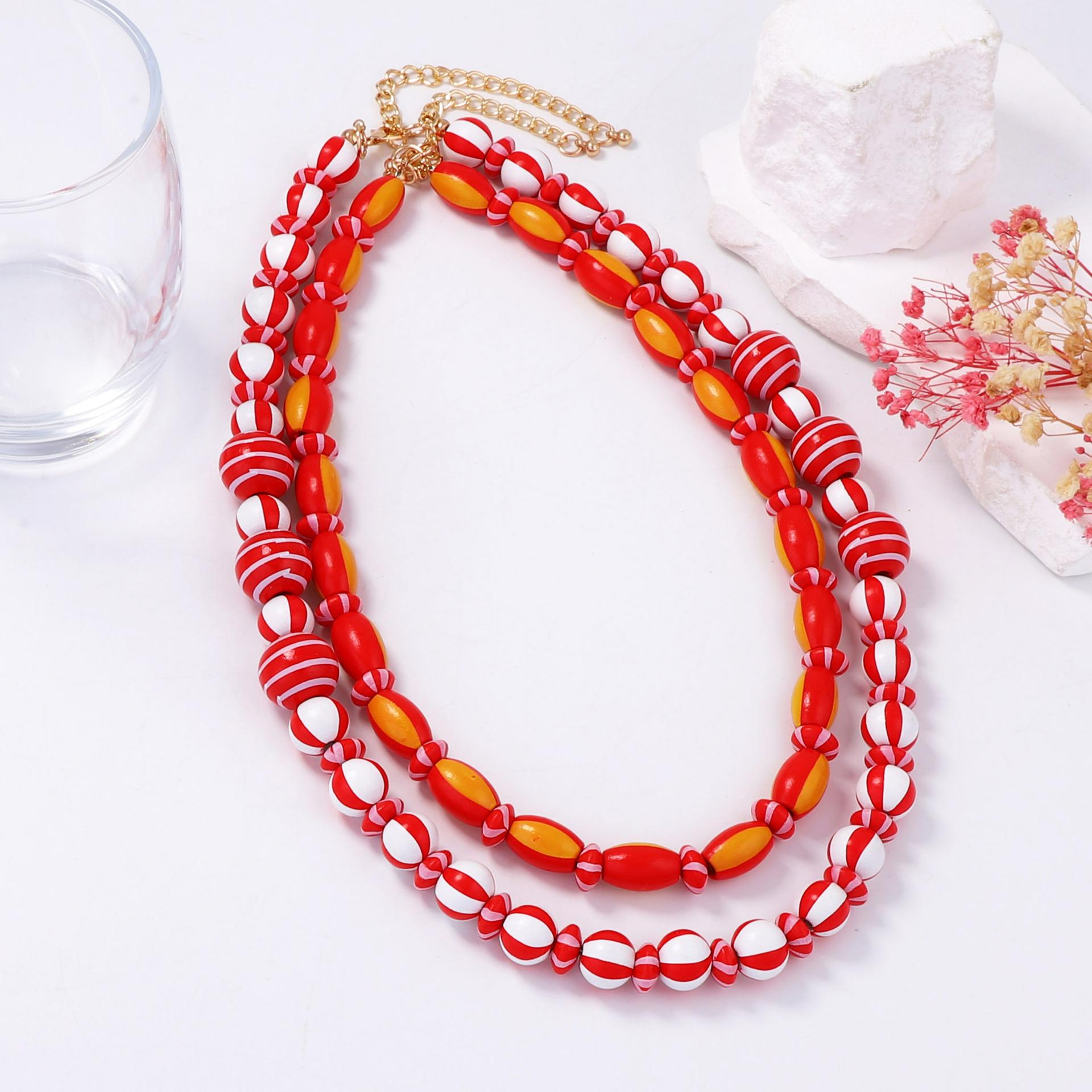 

Simple Fashion Casual Trend Geometric Beaded Moon Stripe Double Necklace Set Versatile Daily Women s