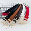 Womens Pu Modern Leather Belt With Gold Metal Pin For Office Casual Daily