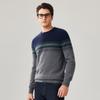 Zhaojun Men's 100% Cashmere Round Neck Jacquard Knit Sweater
