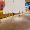 ANENJERY 6 Pieces/set Star Scissors Pin Bow Earrings Set Zircon Earring Korean Fun Ear Buckle Accessories