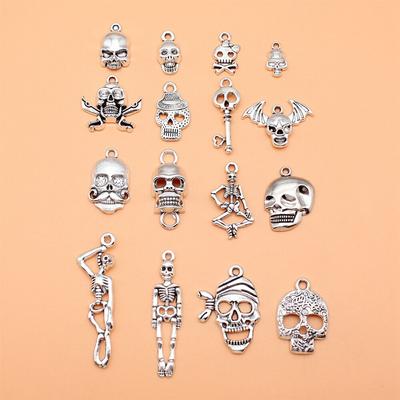 16pcs/set Skull Skeleton Charms Jewelry Making Supplies Crafts Trend