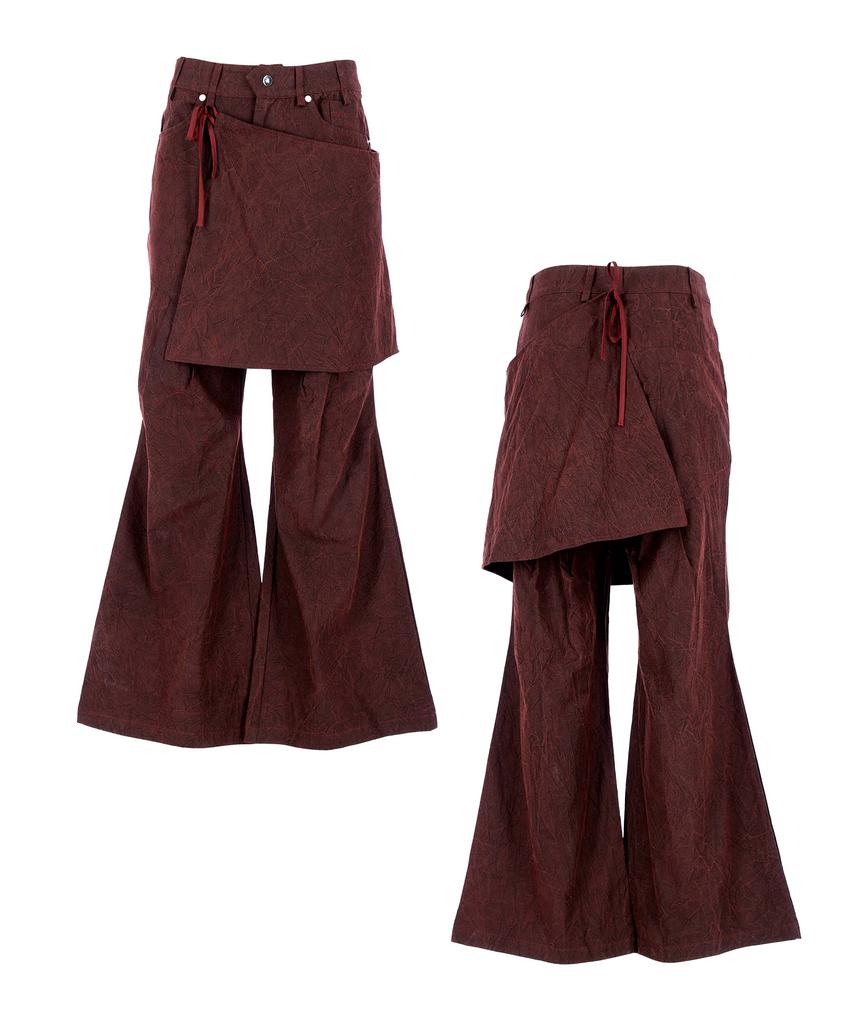 Lekyulli Wrinkle Skirt Pants Burgundy