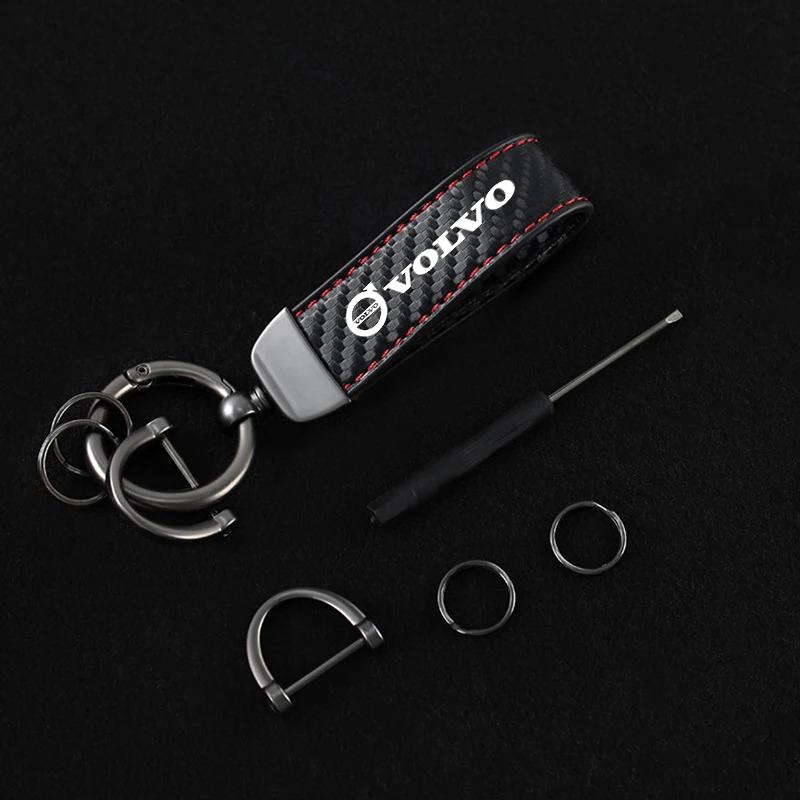 Car Carbon Fiber Microfiber Leather Key Chain Style Keychain For Volvo Xc60 Xc90 V40 V60 S60 V50 V90 S80 C40 XC40 V70 XC70 C30