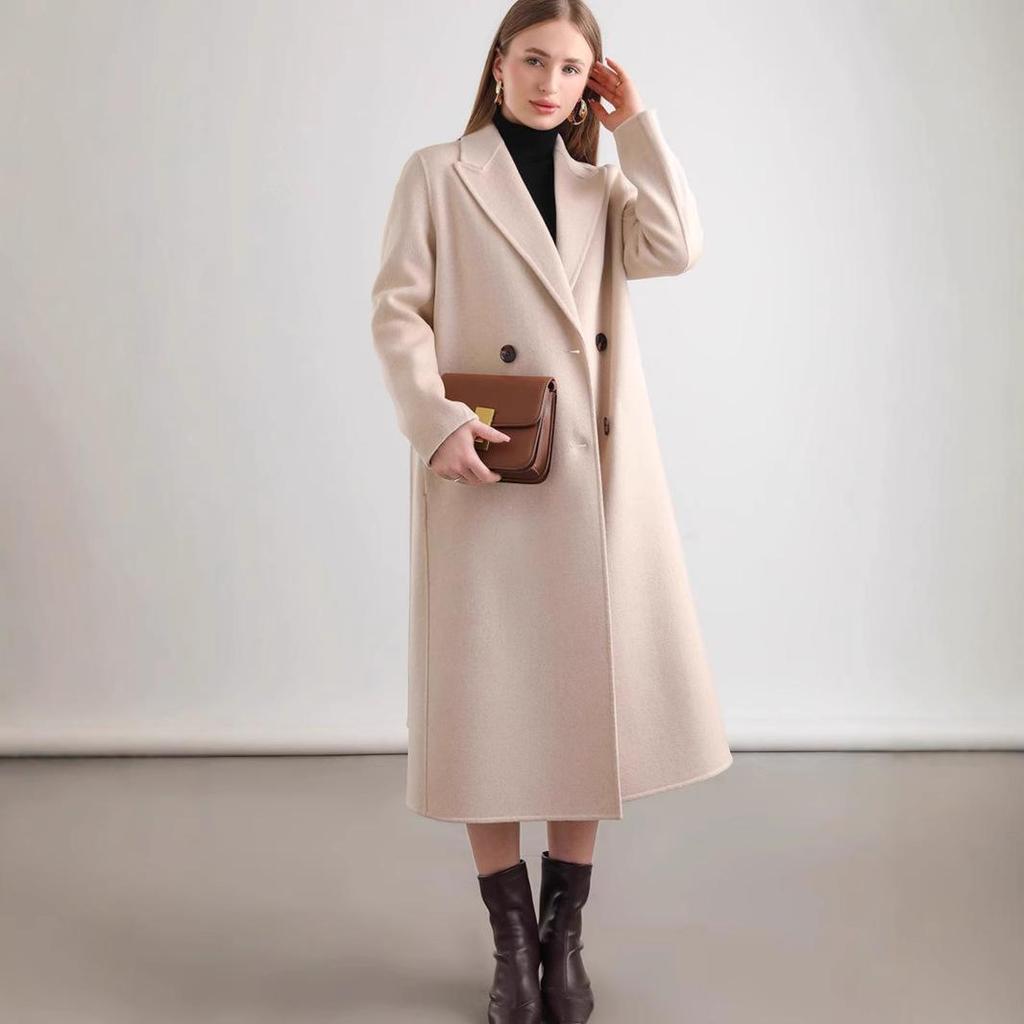 Women's Double-Sided Wool Blend Belted Overcoat for Autumn/Winter 2024