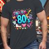 80s Retro Collage Graphic Tee Men Casual Round Neck Soft Cotton Short Sleeve TShirt