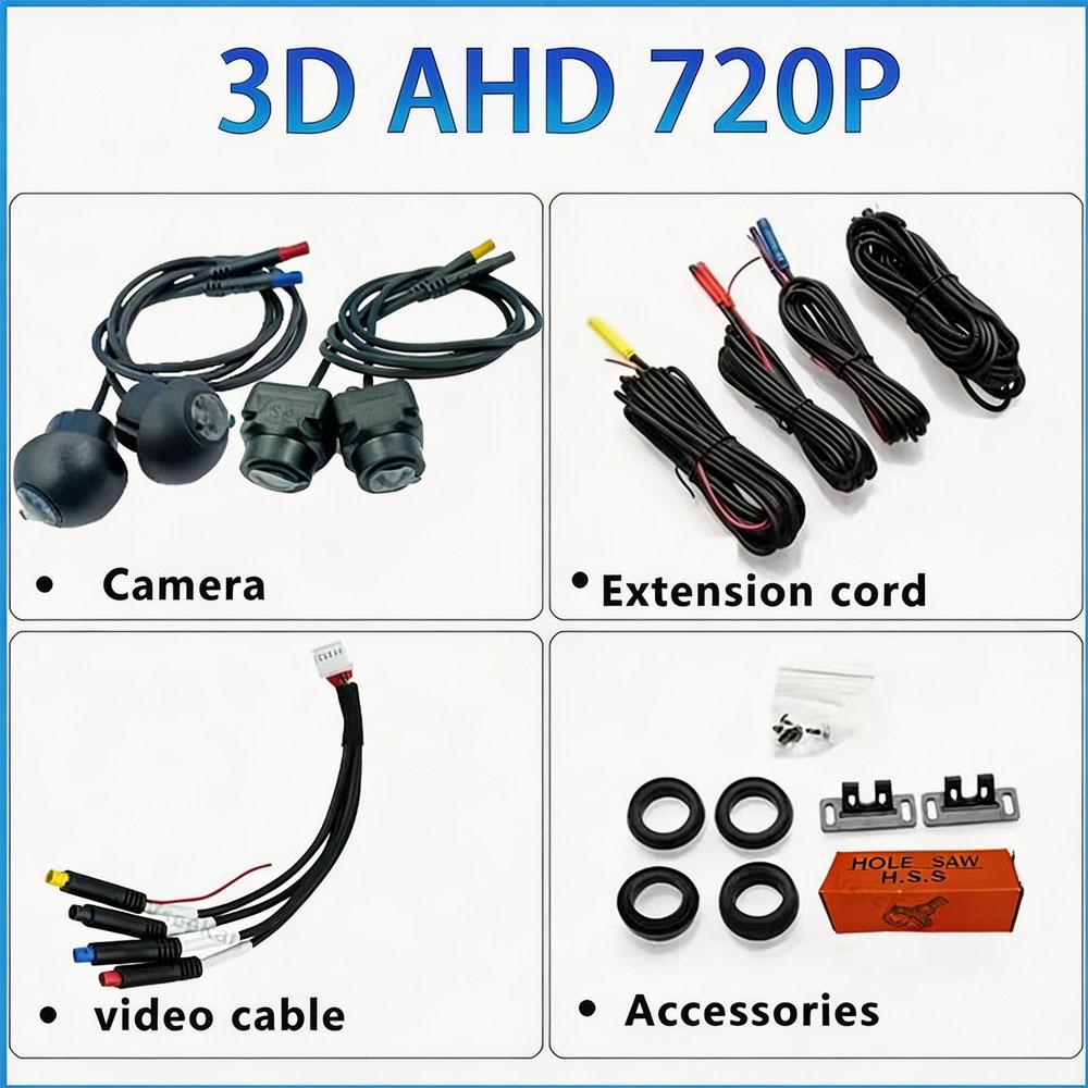 12-24V 1080P 360° Panoramic Surround View Camera Auto Reverse & Turn Signal Trigger Parking Monitor For Android Car Screen with Built-in 360 View APP