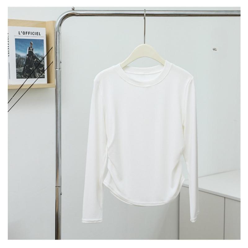 Jarní a podzimní dámské vnitřní tričko s dlouhým rukávem Top tričko s elastickým základem