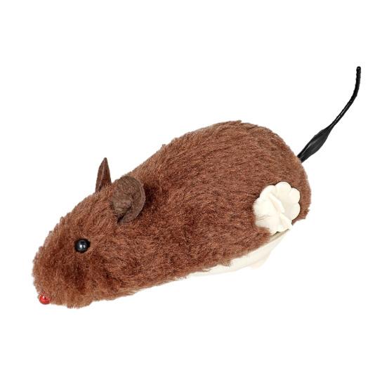 Wind-Up Mouse Cat Toy Plush Mouse with Rotating Tail Automatic Moving Mouse Interactive Cat Toy for Pounce Chasing Hunting Instinct Simulation