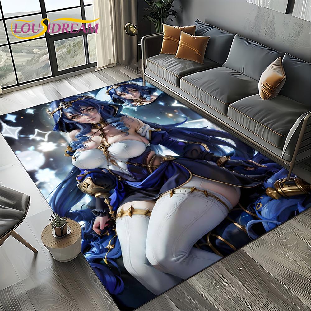 3D Sexy Krajka Krásná Dívka Dáma Kreslená Anime Postava Koberec Kobereček pro Obývací Pokoj Ložnici Domácí Dekorace Pohovky, Protiskluzová Podložka na Podlahu