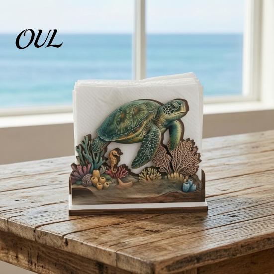 Charming Napkin Holder for Gatherings Rustic Wooden Holder, Octopus/Bird/Goose/Turtle/Black Bear/Elephant Pattern, Compact Tissue Easy To Assemble