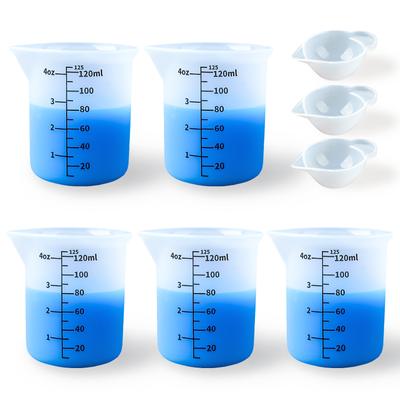 8-teiliges 125-ml-Messbecher-Set aus Silikon mit klarer Skala, zum Selbermachen von Schmuck, Kerzen, Epoxidharz, Mischwerkzeuge für handgefertigtes Handwerk