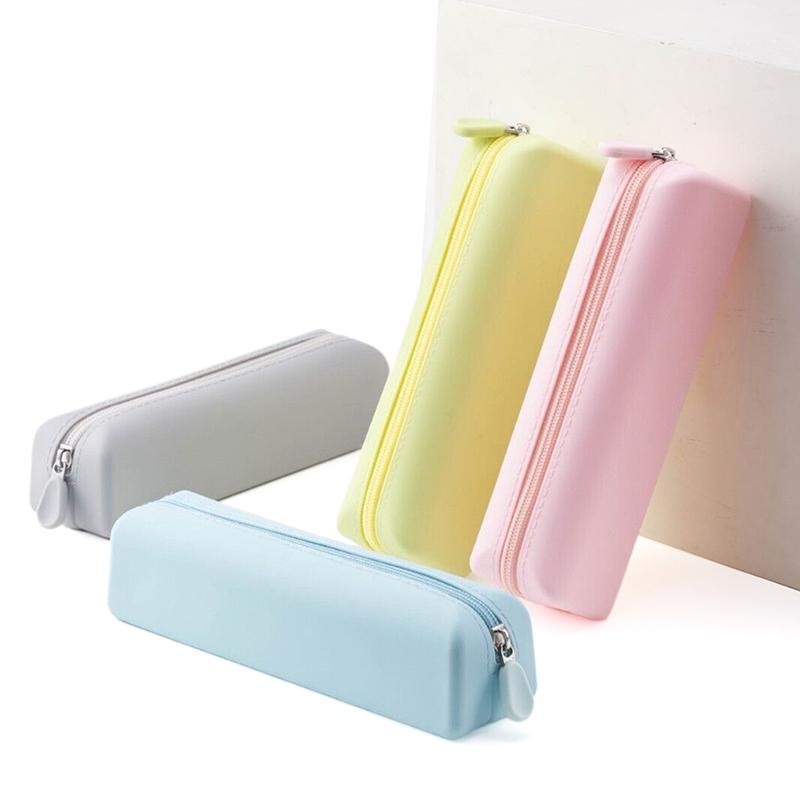 Trousse à Crayons en Silicone Souple Sac à Stylo Créatif à Fermeture Éclair Sac de Rangement Imperméable Grande Capacité Pour Fournitures d'Organisation Scolaire