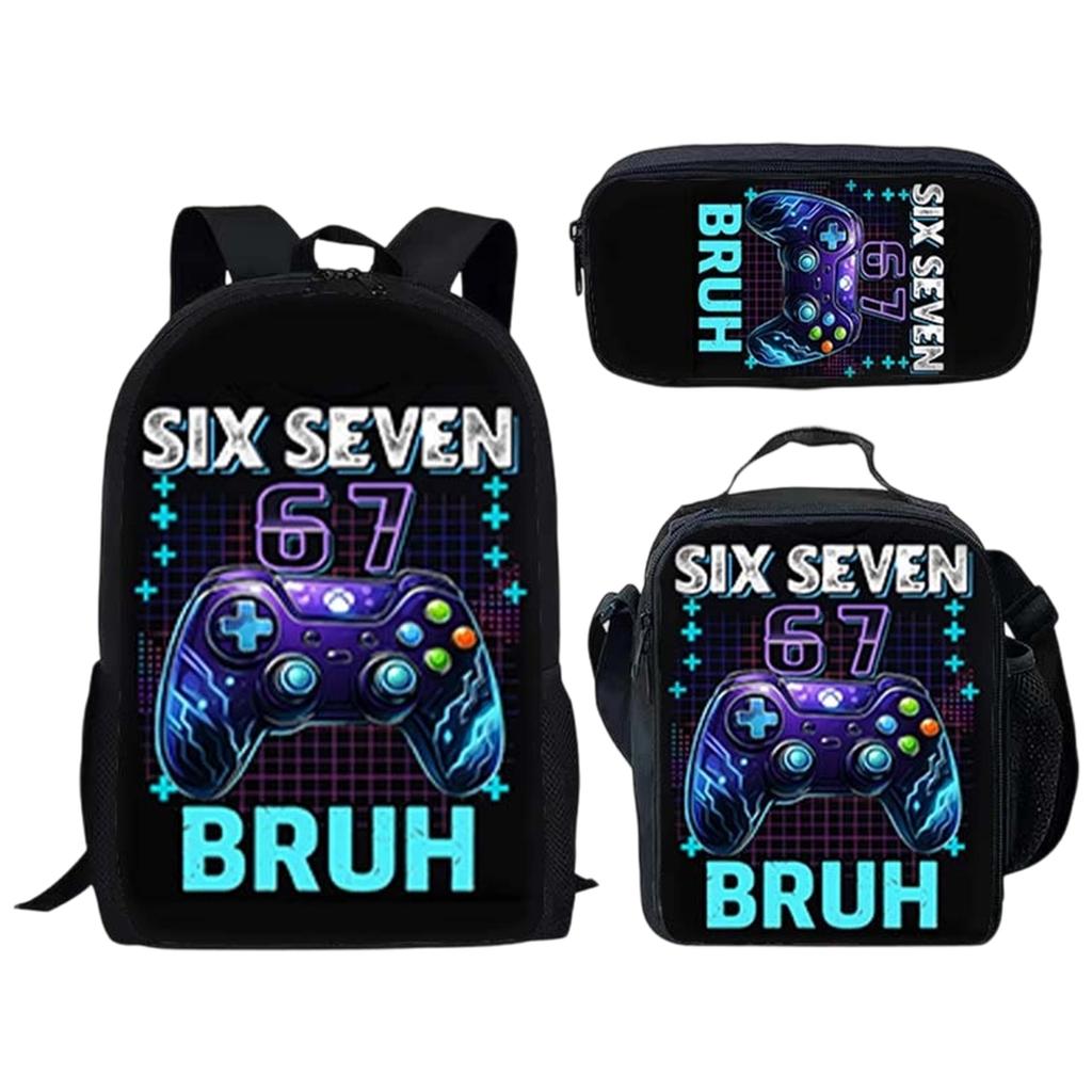 Bedrucktes Rucksack-Set mit Brotdose und Federmäppchen, 3-teiliges Schulbündel für Schüler