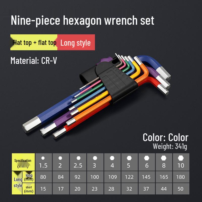 Bangyuan Industriequalität Farbiger Sechskantschlüsselsatz (1.5-10MM)