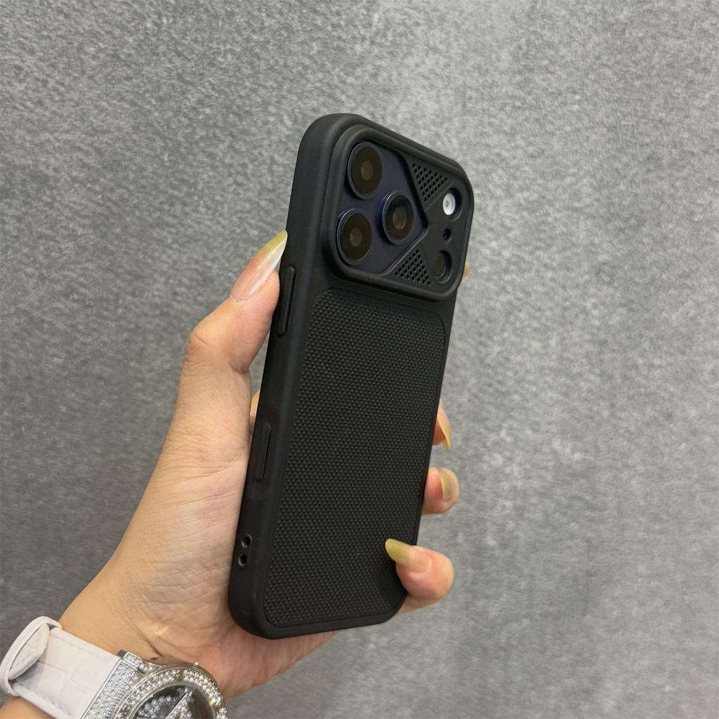 Texture Dot Heat Dissipation Breathable Armor Case for iPhone 17Pro 17 16 15 14 13 Pro Max Plain Color Liquid PC Bumper Cover