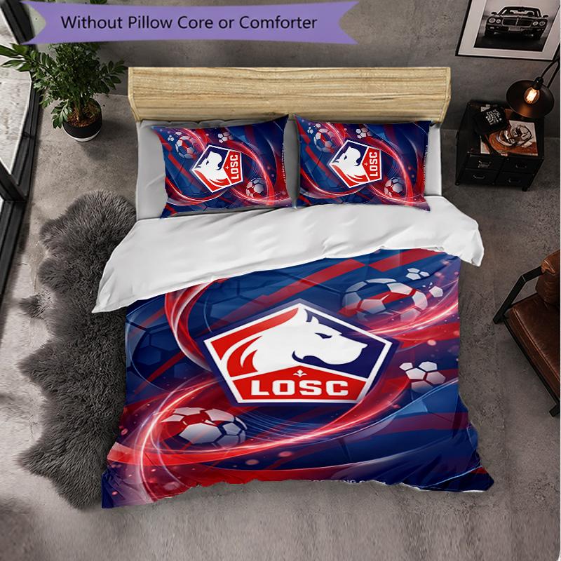 LOSC Lille FC Themed Bedding 3Pcs Duvet Cover Set Decorative Bed Linen For Teen Room Home Decoration