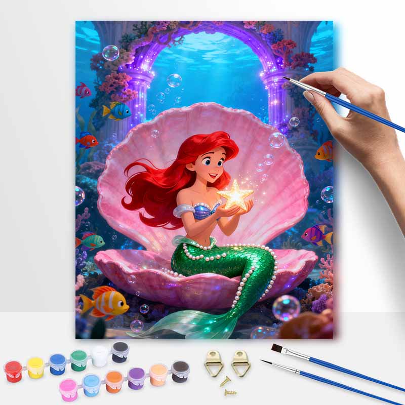 Disney mermaid digital oil painting diy oil painting hand painting living room bedroom decoration painting 20x30cm