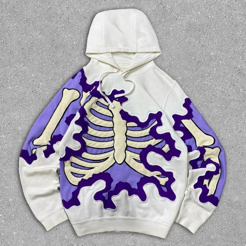American Y2K street personality trend dark retro ins3D printing men and women with the same loose hooded sweater