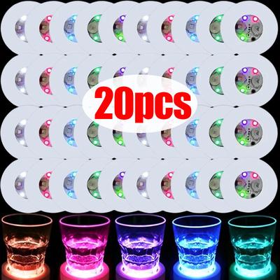 20/1 STÜCKE Leuchtende Tassenaufkleber Lichter 6cm LED Flaschen Untersetzer Lampen für Bar KTV Hochzeitsparty Cocktailgetränke Tassen Vasendekoration