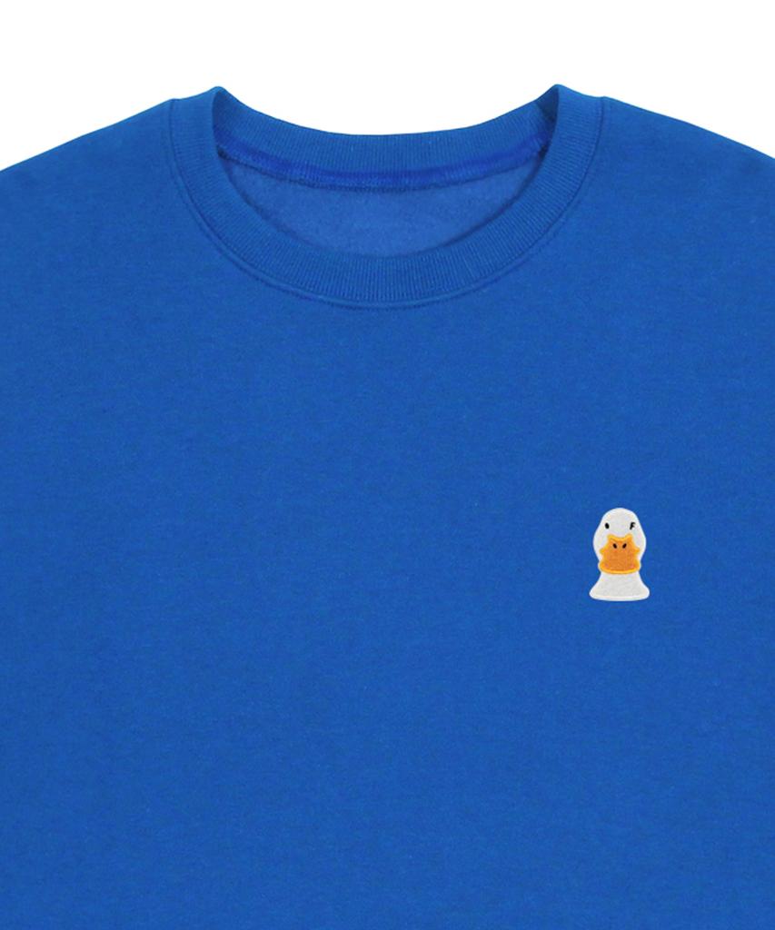 GRAVER [Unisex] Duck Face Embroidered Smile Sweatshirt_Cobalt Blue
