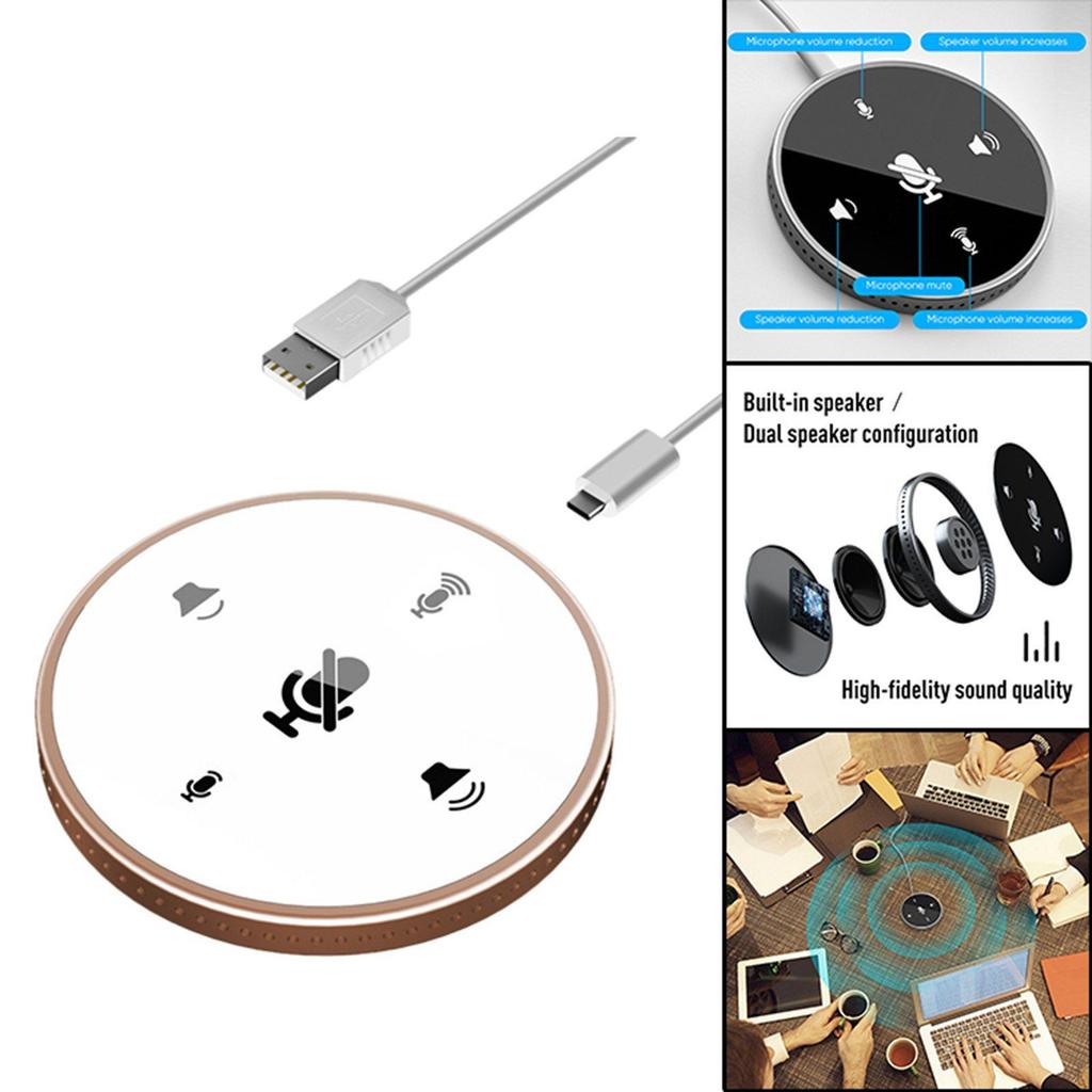 Conference Microphone, Portable USB Computer Mic, 360° Omnidirectional PC Microphone for