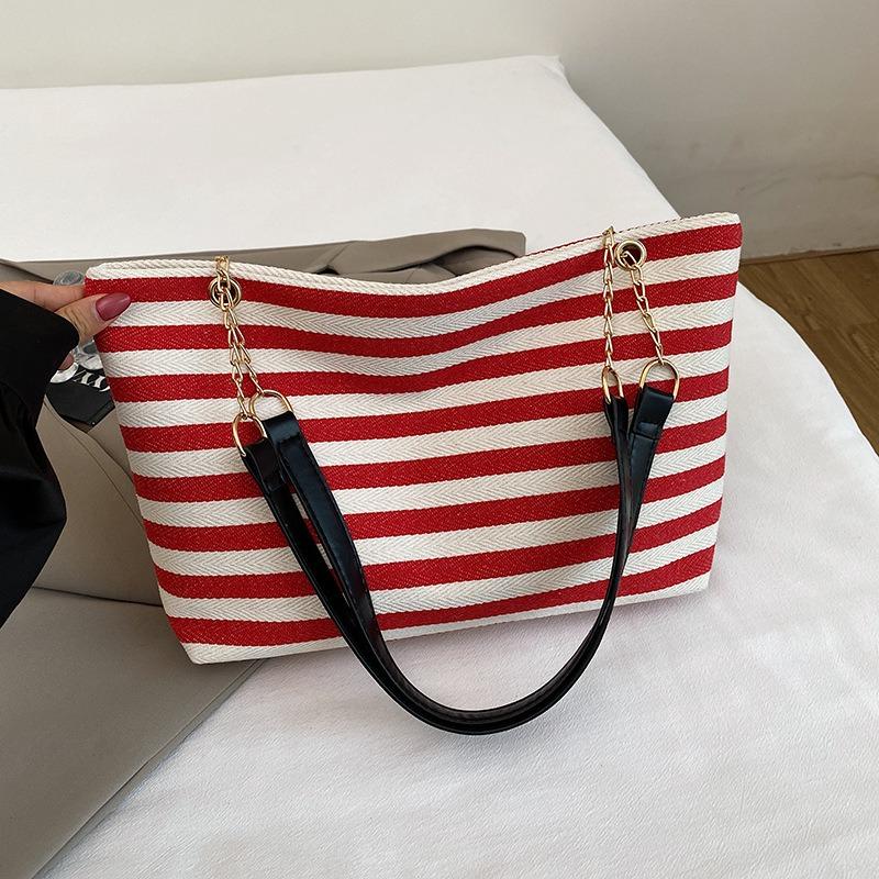 New Striped Shoulder Tote Bag Fashion Versatile Knitted Bag Handbag Lazy Versatile Women's Bag