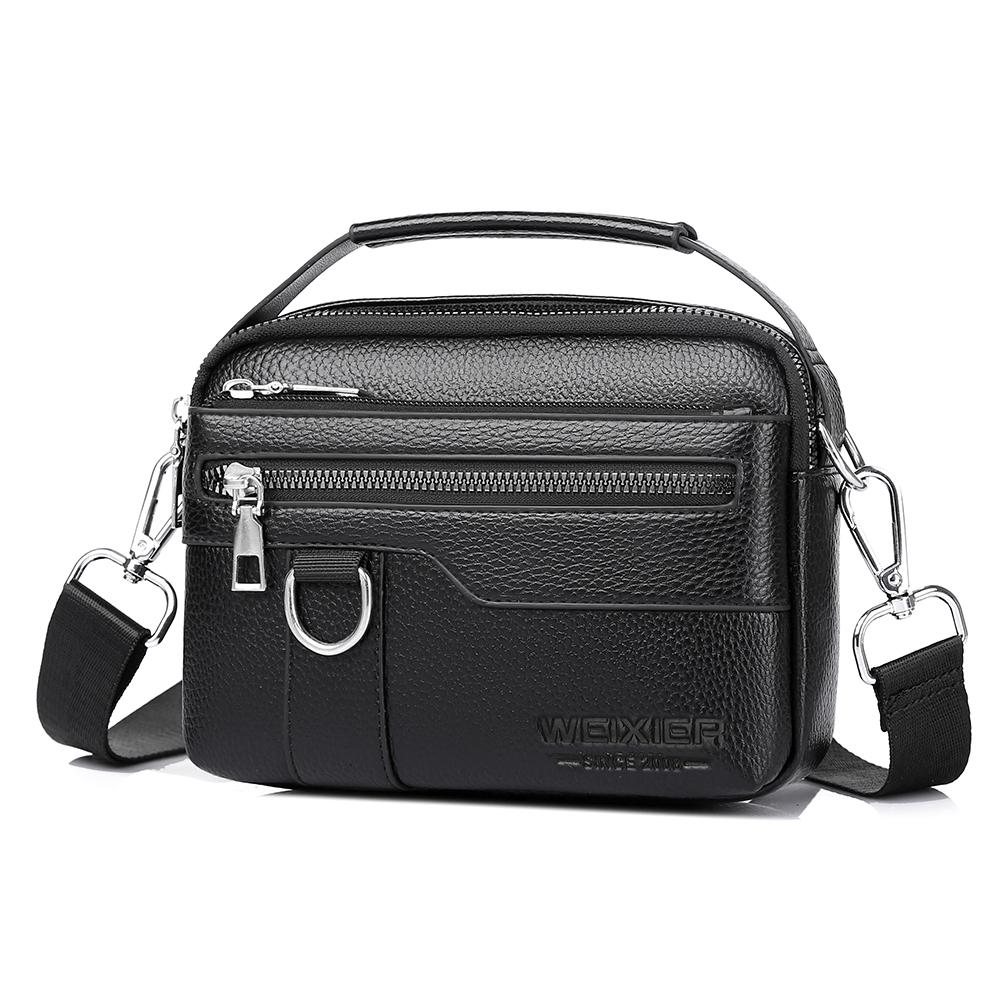 WEIXIER Men's Leather Messenger Bag Waterproof Crossbody Shoulder Bag Briefcase Satchel Travel Work Bag