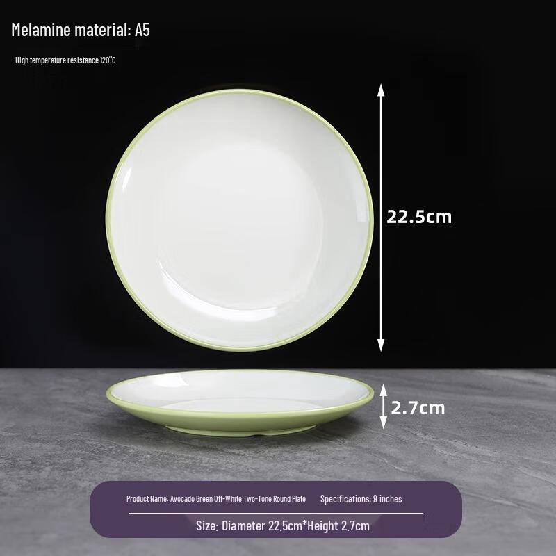 

Commercial Ceramic Round Dinner Plate Set, 9-inch Avocado