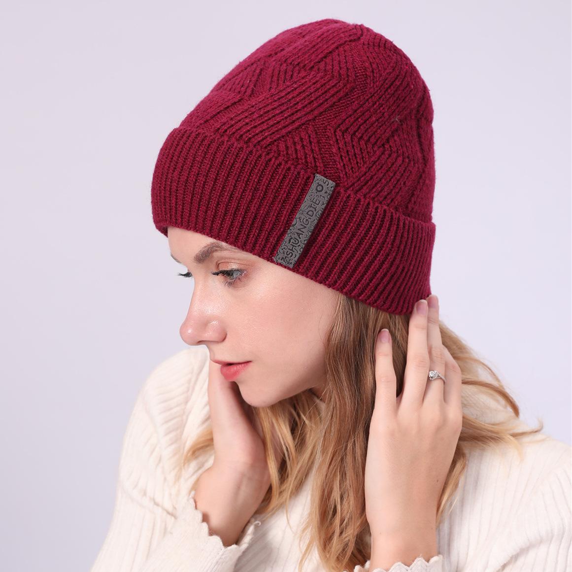 

Новые осенние и зимние мужские и женские вязаные шапки с закругленными краями, бархатная утолщенная шапка с индивидуальным логотипом one size