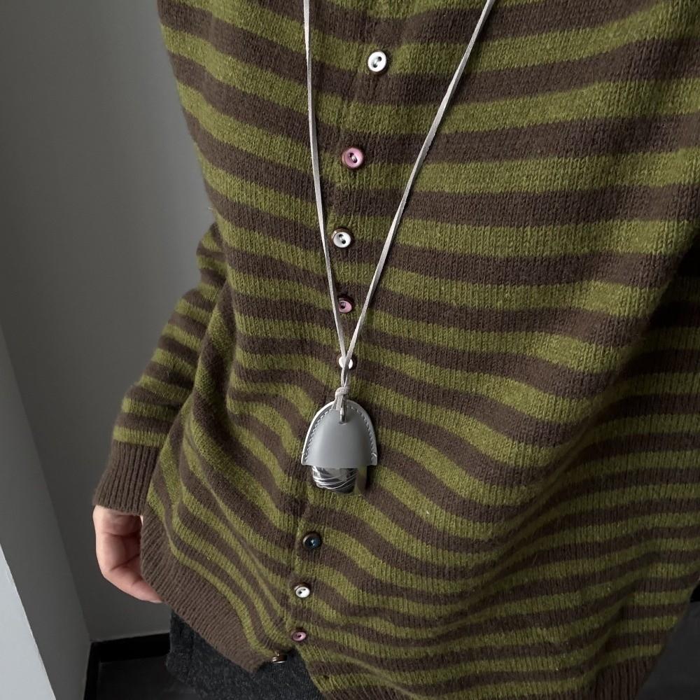 PU Leather Pinecone Pendant Necklace Long Chain Sweater Chain Fashion Rope Chain Necklace Jewelry