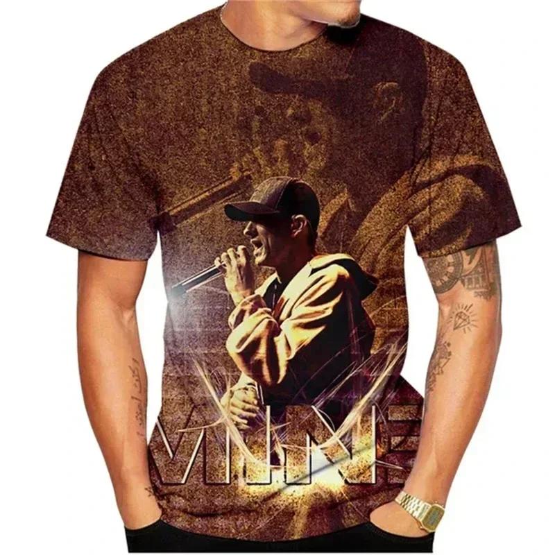 

Rapper EMINEM 3D Printed Hip-hop T-shirt Men Women s Clothing Tees Harajuku Fashion Casual Short-sleeved Hip-hop Shirt y2k Tops L