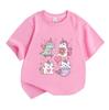 Kids Boys Girls 100% Cotton Crew Neck Short Sleeve T-Shirt, Cute Cartoon Dinosaur Unicorn Cat Mermaid Print Casual Soft Tee for Children Daily Wear