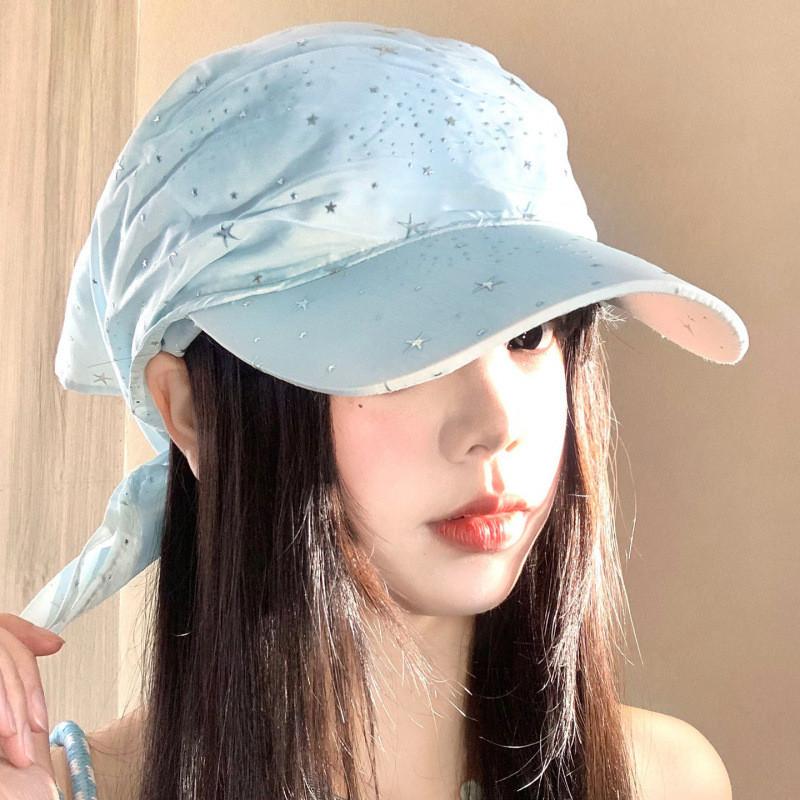 Summer Starry Geometric Headscarf Cap With Wide Brim For Women