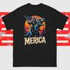 Bigfoot Merica Sasquatch Riding Dinosaur T-rex Funny 4th Of July T-Shirt