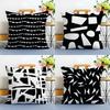 Black And White Abstract Print Cushion Cover Linen Pillowcase Soft For Sofa Bed Home Room Decor