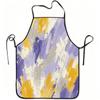 1pc Abstract Yellow Purple Brush Stroke Art Print Apron, Durable And Easy To Clean, Adjustable Waistband, Polyester Material, for Kitchen Cooking, Gar