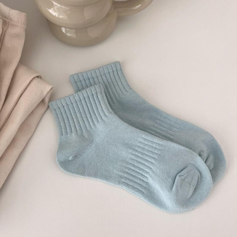 5 Pairs Cream Style Short Socks for Women Breathable Sweat-absorbent Sports Socks Japanese Candy Color Girl Ankle Socks