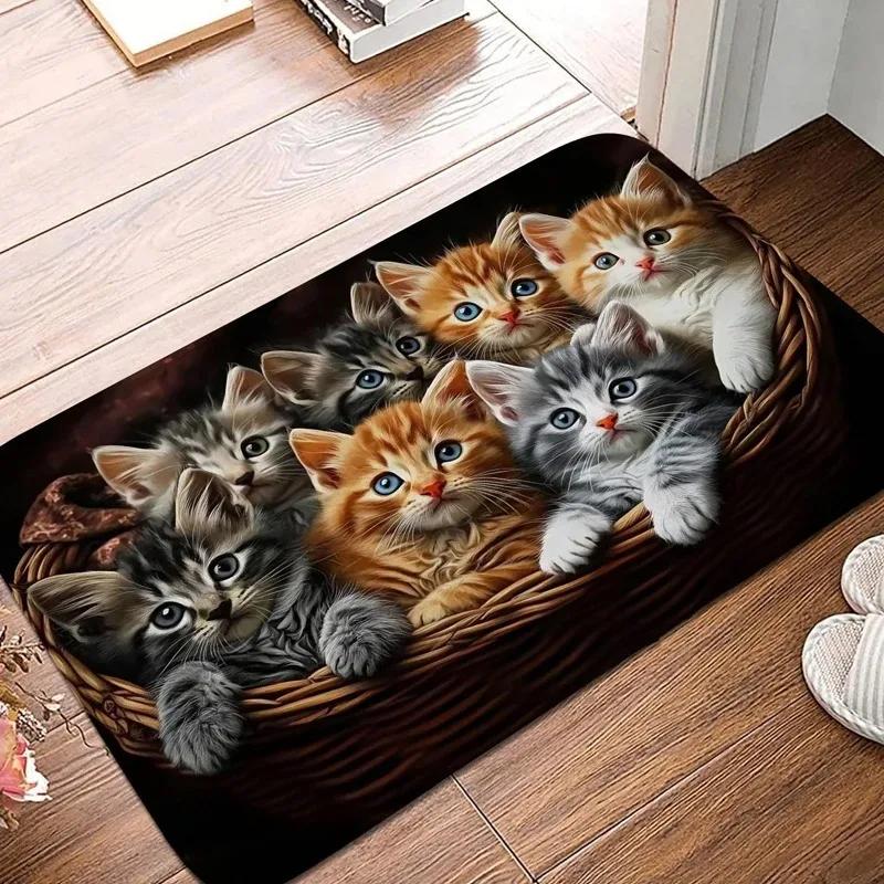 Kitten Doormat Soft and Comfortable Welcome Carpet Cute Floor Mat for Bedroom Entrance Living Room Bedroom Dining Table Area Mat