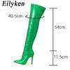 Mode Eilyken Sexy Schlangenleder Spitzschuh Damen Overknee Stiefel Mode Reißverschluss Winter Oberschenkelhohe Stiefel Stripper Schuhe
