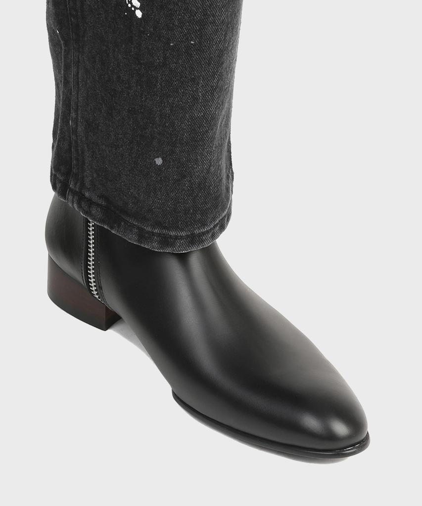 Firenze Atelier Elastic Zipper Mix Chelsea Boots 3337 [Black Fg]