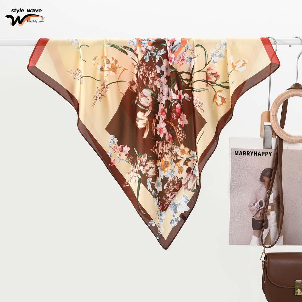 Silk Print Versatile Scarf: Spring/Summer French Style, Multi-Functional Hairband/Waistband, Popular Small Square Design