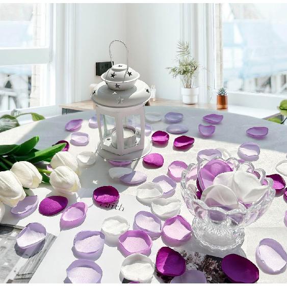 400Pcs Rose Petals for Wedding Decor Lavender Purple Silk Petals Flower Girl Scatter Petals for Aisle Table Centerpieces Reception, Bridal Shower